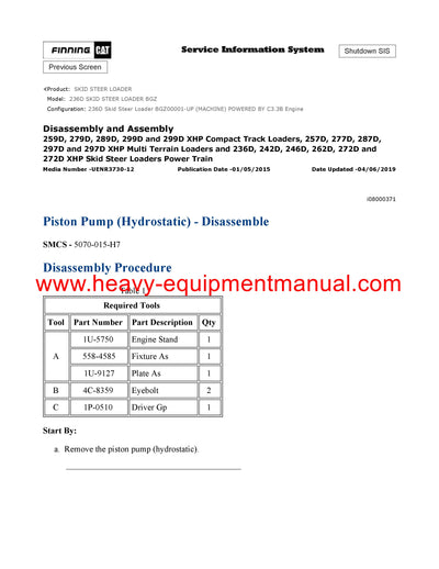DOWNLOAD CATERPILLAR 236D SKID STEER LOADER FULL COMPLETE SERVICE REPAIR MANUAL BGZ