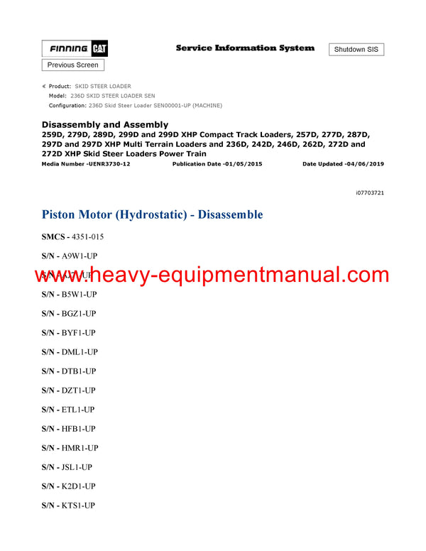 DOWNLOAD CATERPILLAR 236D SKID STEER LOADER SERVICE REPAIR MANUAL SEN