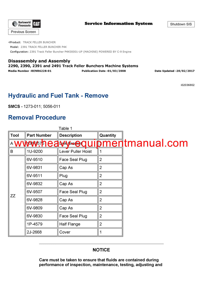 Download Caterpillar 2391 TRACK FELLER BUNCHER Full Complete Service Repair Manual P4K
