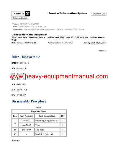DOWNLOAD CATERPILLAR 239D COMPACT TRACK LOADER SERVICE REPAIR MANUAL CD4