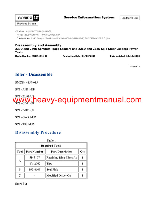 DOWNLOAD CATERPILLAR 239D COMPACT TRACK LOADER SERVICE REPAIR MANUAL CD4