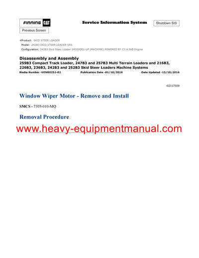 DOWNLOAD CATERPILLAR 242B3 SKID STEER LOADER SERVICE REPAIR MANUAL SRS