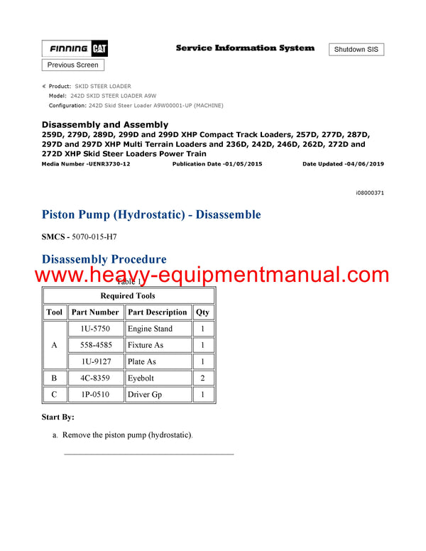 DOWNLOAD CATERPILLAR 242D SKID STEER LOADER FULL COMPLETE SERVICE REPAIR MANUAL A9W