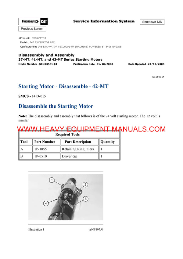 DOWNLOAD CATERPILLAR 245 EXCAVATOR SERVICE REPAIR MANUAL 82X