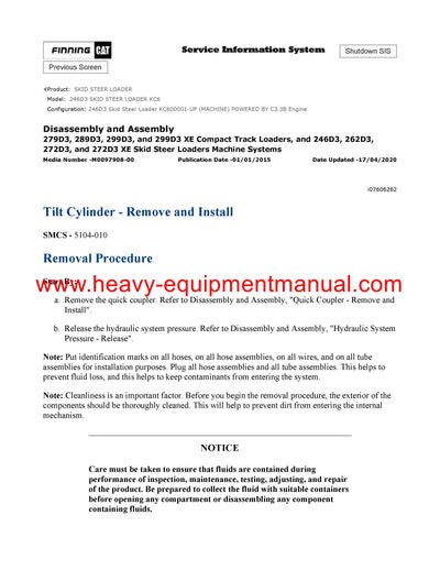 DOWNLOAD CATERPILLAR 246D3 SKID STEER LOADER Full Complete SERVICE REPAIR MANUAL KC6