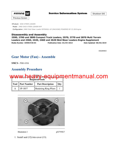 DOWNLOAD CATERPILLAR 246D SKID STEER LOADER SERVICE REPAIR MANUAL BYF