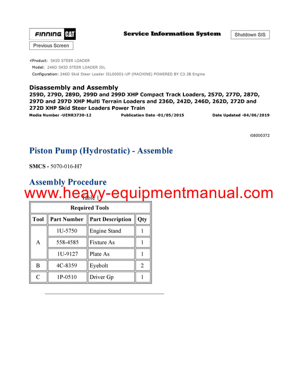 DOWNLOAD CATERPILLAR 246D SKID STEER LOADER SERVICE REPAIR MANUAL JSL
