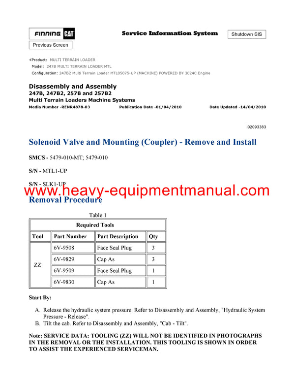 DOWNLOAD CATERPILLAR 247B MULTI TERRAIN LOADER SERVICE REPAIR MANUAL MTL