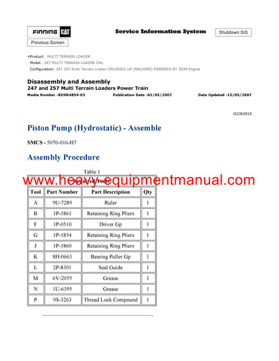 DOWNLOAD CATERPILLAR 247 MULTI TERRAIN LOADER SERVICE REPAIR MANUAL CML