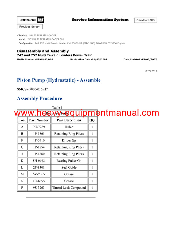 DOWNLOAD CATERPILLAR 247 MULTI TERRAIN LOADER SERVICE REPAIR MANUAL CML