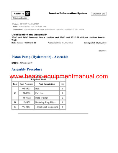 DOWNLOAD CATERPILLAR 249D COMPACT TRACK LOADER SERVICE REPAIR MANUAL AH9