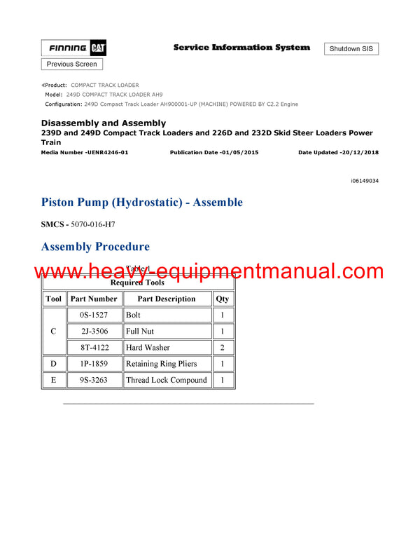 DOWNLOAD CATERPILLAR 249D COMPACT TRACK LOADER SERVICE REPAIR MANUAL AH9