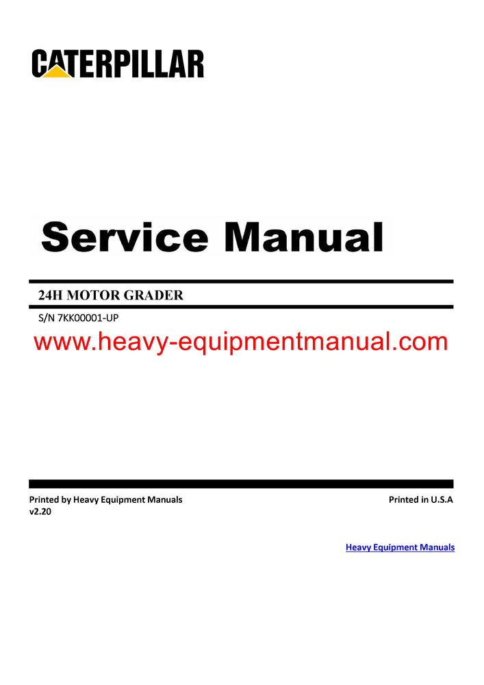 Download Caterpillar 24H MOTOR GRADER Full Complete Service Repair Manual 7KK