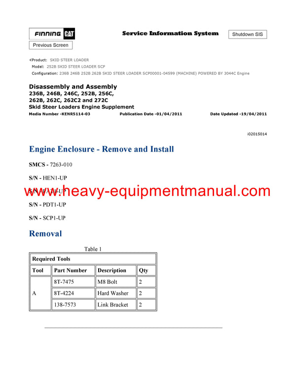 DOWNLOAD CATERPILLAR 252B SKID STEER LOADER SERVICE REPAIR MANUAL SCP