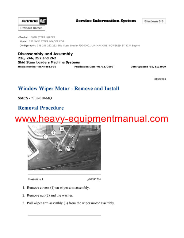 DOWNLOAD CATERPILLAR 252 SKID STEER LOADER SERVICE REPAIR MANUAL FDG