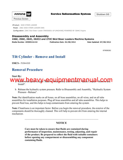 DOWNLOAD CATERPILLAR 256C SKID STEER LOADER SERVICE REPAIR MANUAL DWS