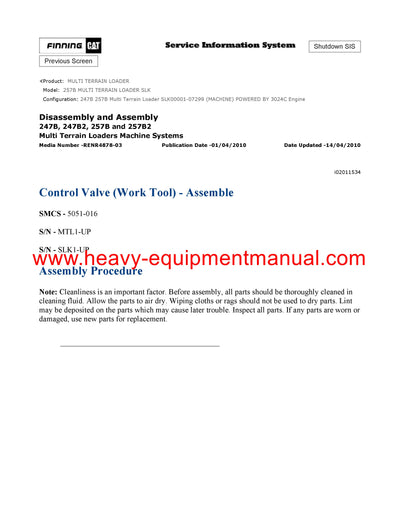 DOWNLOAD CATERPILLAR 257B MULTI TERRAIN LOADER SERVICE REPAIR MANUAL SLK