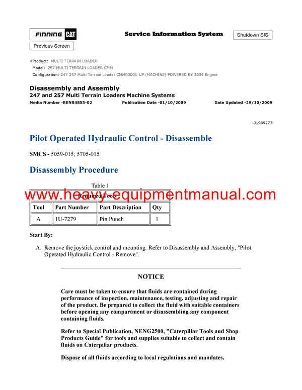 DOWNLOAD CATERPILLAR 257 MULTI TERRAIN LOADER FULL COMPLETE SERVICE REPAIR MANUAL CMM