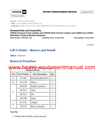 DOWNLOAD CATERPILLAR 259D3 COMPACT TRACK LOADER Full Complete SERVICE REPAIR MANUAL CW9