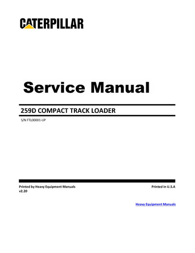 DOWNLOAD CATERPILLAR 259D COMPACT TRACK LOADER FULL COMPLETE SERVICE REPAIR MANUAL FTL