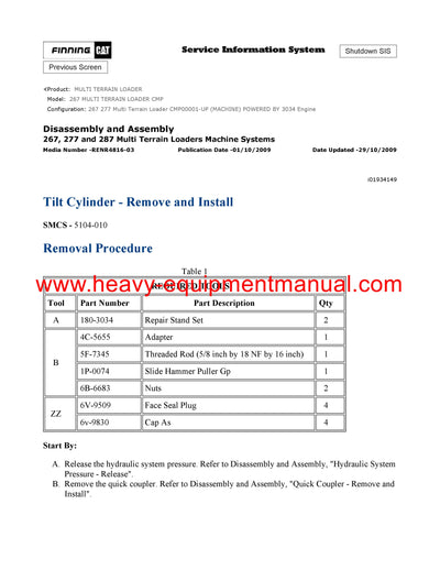 DOWNLOAD CATERPILLAR 267 MULTI TERRAIN LOADER SERVICE REPAIR MANUAL CMP