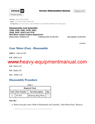 DOWNLOAD CATERPILLAR 272C SKID STEER LOADER SERVICE REPAIR MANUAL RED