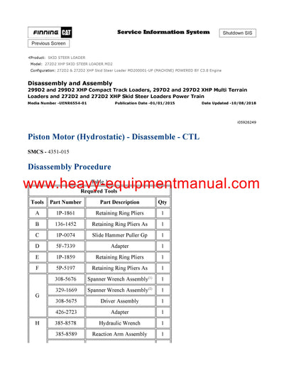 DOWNLOAD CATERPILLAR 272D2 XHP SKID STEER LOADER SERVICE REPAIR MANUAL MD2