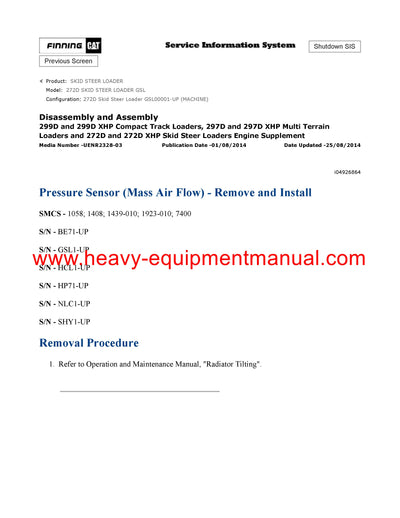 DOWNLOAD CATERPILLAR 272D SKID STEER LOADER SERVICE REPAIR MANUAL GSL