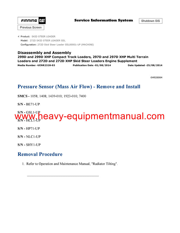 DOWNLOAD CATERPILLAR 272D SKID STEER LOADER SERVICE REPAIR MANUAL GSL