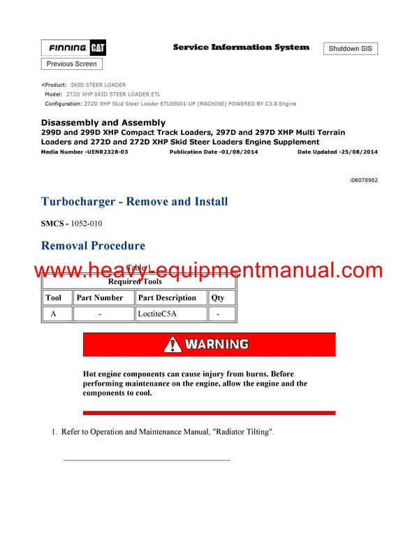 DOWNLOAD CATERPILLAR 272D XHP SKID STEER LOADER SERVICE REPAIR MANUAL ETL