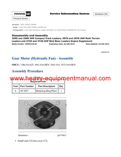 DOWNLOAD CATERPILLAR 272D XHP SKID STEER LOADER SERVICE REPAIR MANUAL SHY