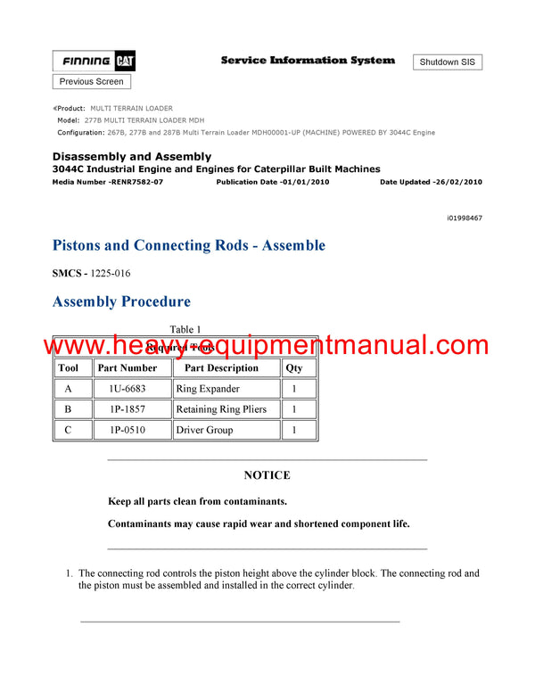 DOWNLOAD CATERPILLAR 277B MULTI TERRAIN LOADER SERVICE REPAIR MANUAL MDH
