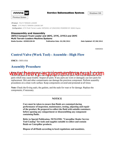 DOWNLOAD CATERPILLAR 277C MULTI TERRAIN LOADER SERVICE REPAIR MANUAL JWF