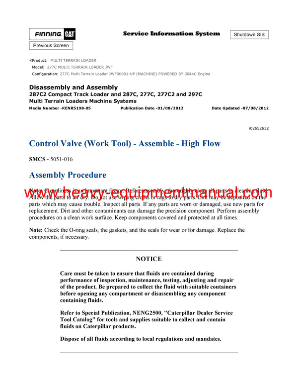 DOWNLOAD CATERPILLAR 277C MULTI TERRAIN LOADER SERVICE REPAIR MANUAL JWF