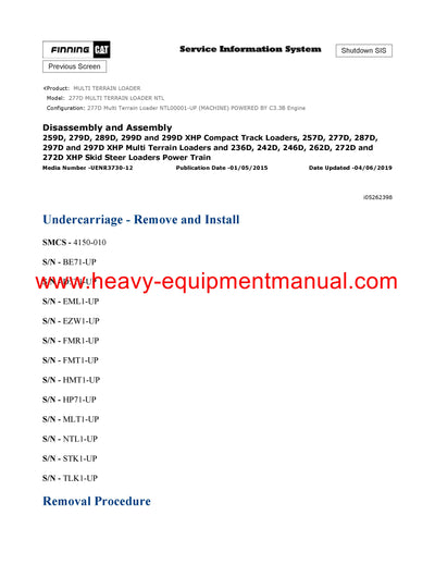 DOWNLOAD CATERPILLAR 277D MULTI TERRAIN LOADER SERVICE REPAIR MANUAL NTL