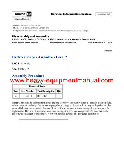 Cat Caterpillar 279C2 Compact Track Loader Full Complete Service Repair Manual KWB