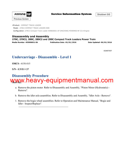 Cat Caterpillar 279C2 Compact Track Loader Full Complete Service Repair Manual KWB