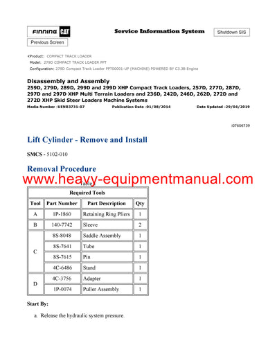 DOWNLOAD CATERPILLAR 279D COMPACT TRACK LOADER SERVICE REPAIR MANUAL PPT
