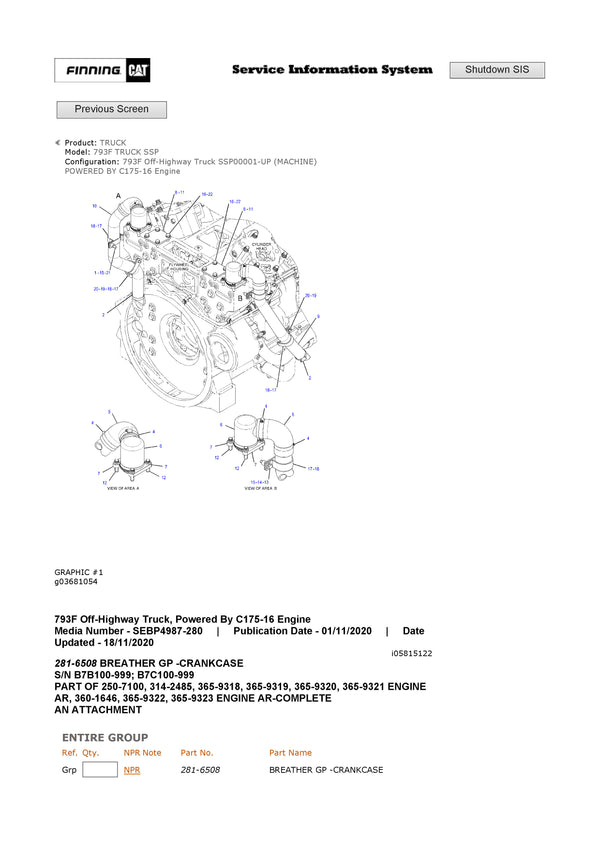 Download Caterpillar 793F Truck Parts Manual SSP