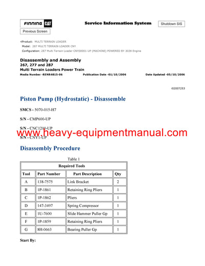Download Caterpillar 267, 277 and 287 Multi Terrain Loader Full Complete Workshop Service Repair Manual CNY