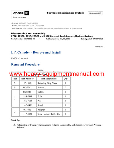 DOWNLOAD CATERPILLAR 289C COMPACT TRACK LOADER SERVICE REPAIR MANUAL JMP
