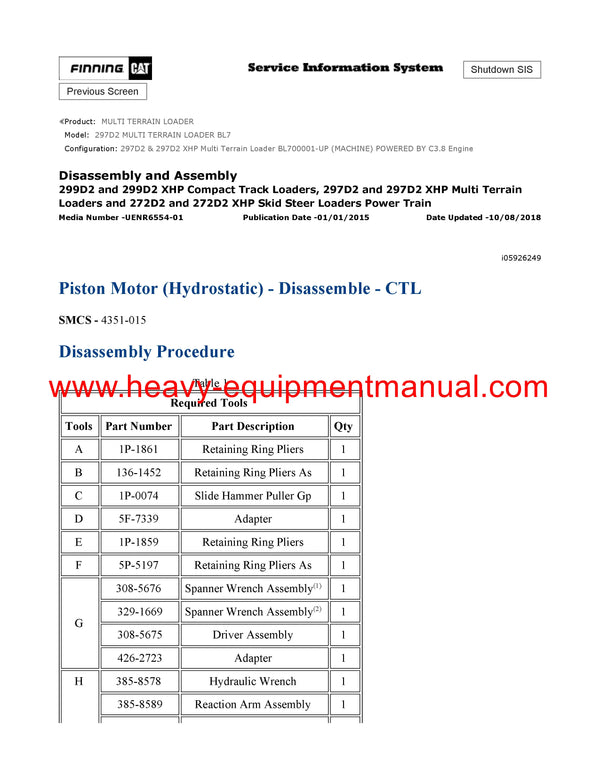 DOWNLOAD CATERPILLAR 297D2 MULTI TERRAIN LOADER SERVICE REPAIR MANUAL BL7