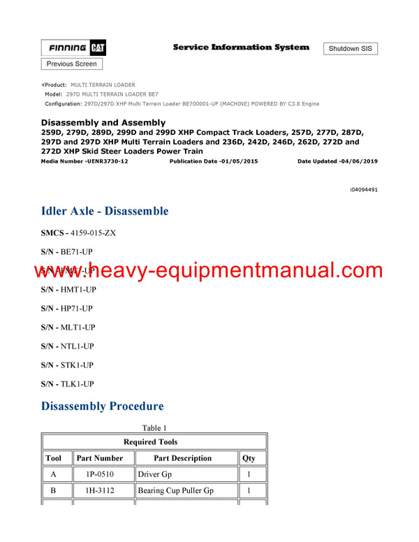 DOWNLOAD CATERPILLAR 297D MULTI TERRAIN LOADER SERVICE REPAIR MANUAL BE7