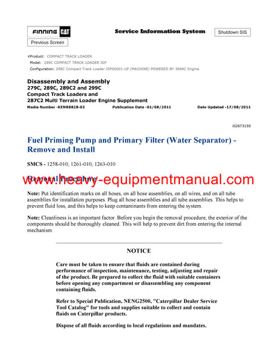 DOWNLOAD CATERPILLAR 299C COMPACT TRACK LOADER SERVICE REPAIR MANUAL JSP