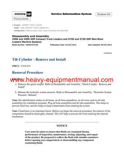 Caterpillar 299D XHP COMPACT TRACK LOADER Full Complete Service Repair Manual HCL
