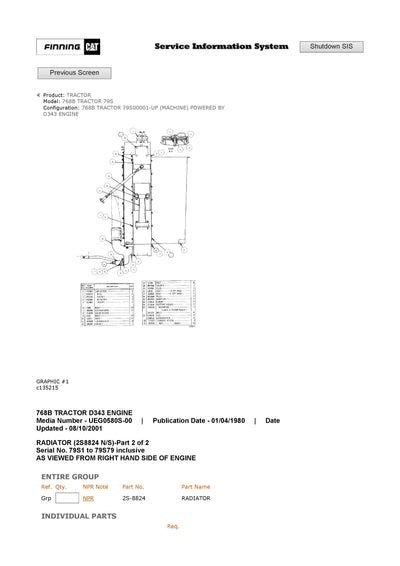 Download Caterpillar 768B Tractor Parts Manual 79S