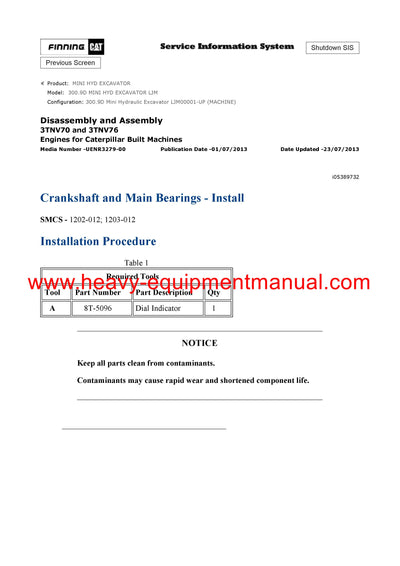 DOWNLOAD CATERPILLAR 300.9D MINI HYD EXCAVATOR SERVICE REPAIR MANUAL LJM