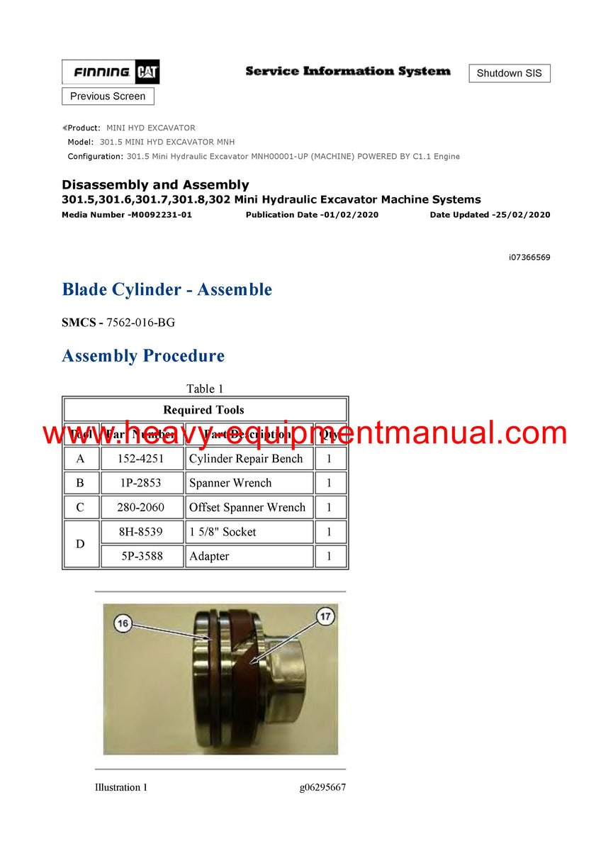 Download Caterpillar 301.5 Mini Hydraulic Excavator Service Repair Manual MNH