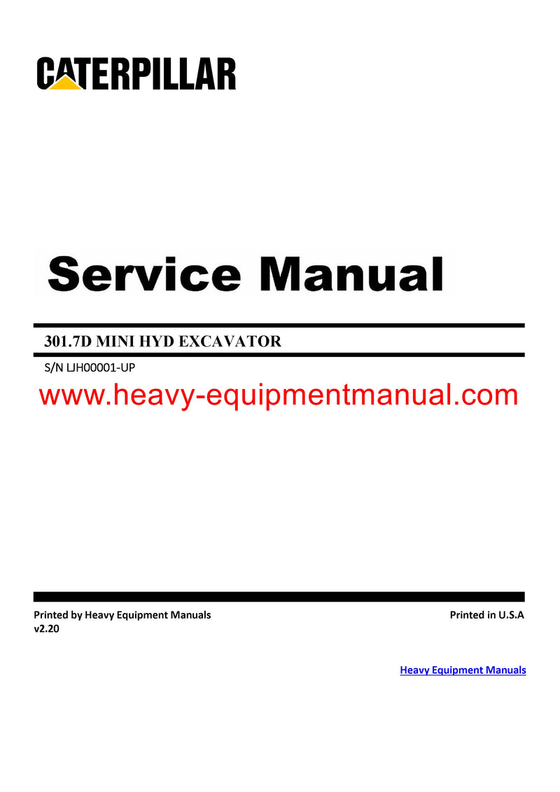 PDF Caterpillar 301.7D MINI HYD EXCAVATOR Service Repair Manual LJH PDF Caterpillar 301.7D MINI HYD EXCAVATOR Service Repair Manual LJH