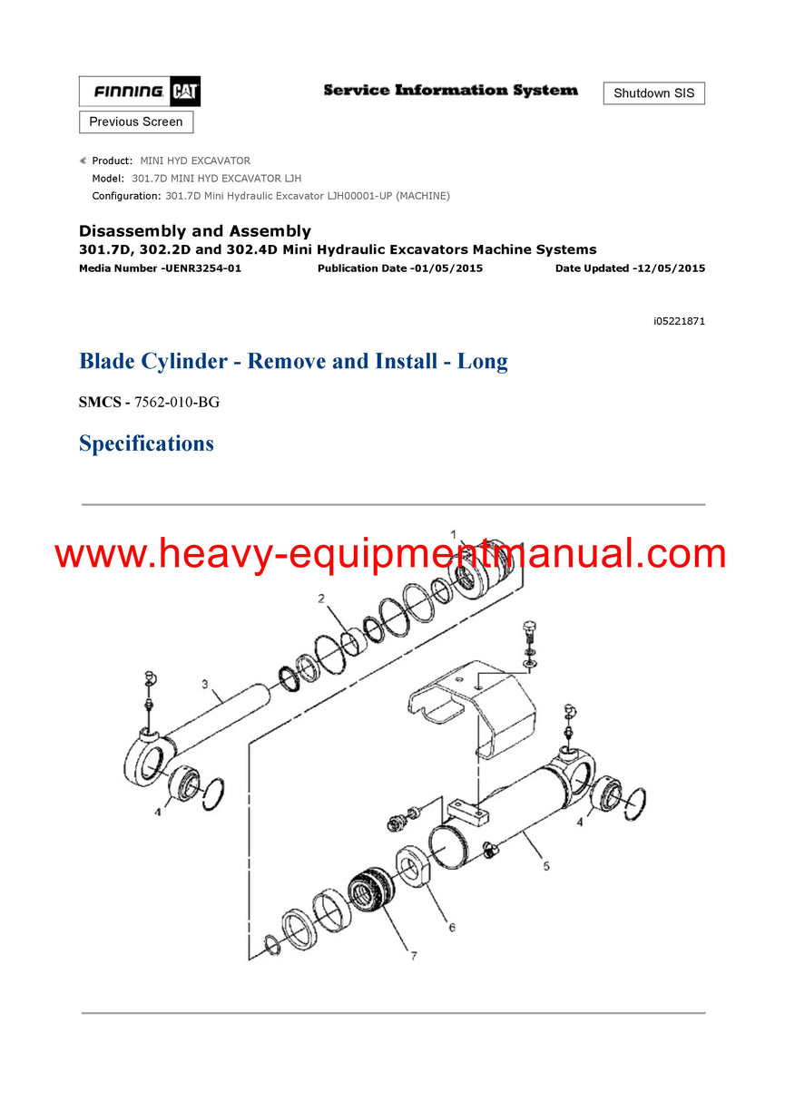PDF Caterpillar 301.7D MINI HYD EXCAVATOR Service Repair Manual LJH